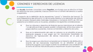 CÁNONES Y DERECHOS DE LICENCIA
 