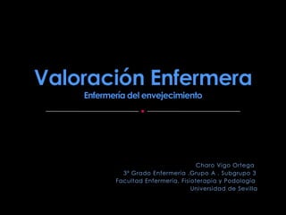Charo Vigo Ortega
  3º Grado Enfermería .Grupo A . Subgrupo 3
Facultad Enfermería, Fisioterapia y Podología
                         Universidad de Sevilla
 