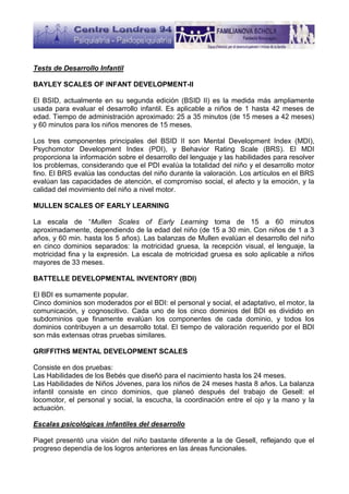 Bsid Test Valoracion clinica infantil | PDF