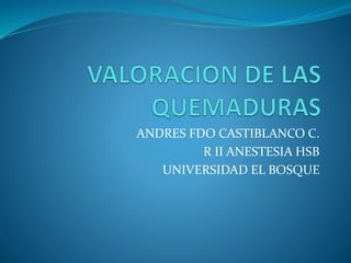 ANDRES FDO CASTIBLANCO C.
R II ANESTESIA HSB
UNIVERSIDAD EL BOSQUE
 