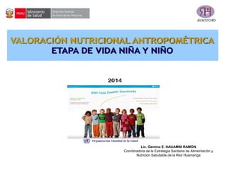 Lic. Gemina E. HAUAMNI RAMON
Coordinadora de la Estrategia Sanitaria de Alimentación y
Nutrición Saludable de la Red Huamanga
 