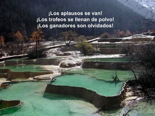 ¡Los aplausos se van!
¡Los trofeos se llenan de polvo!
¡Los ganadores son olvidados!
 