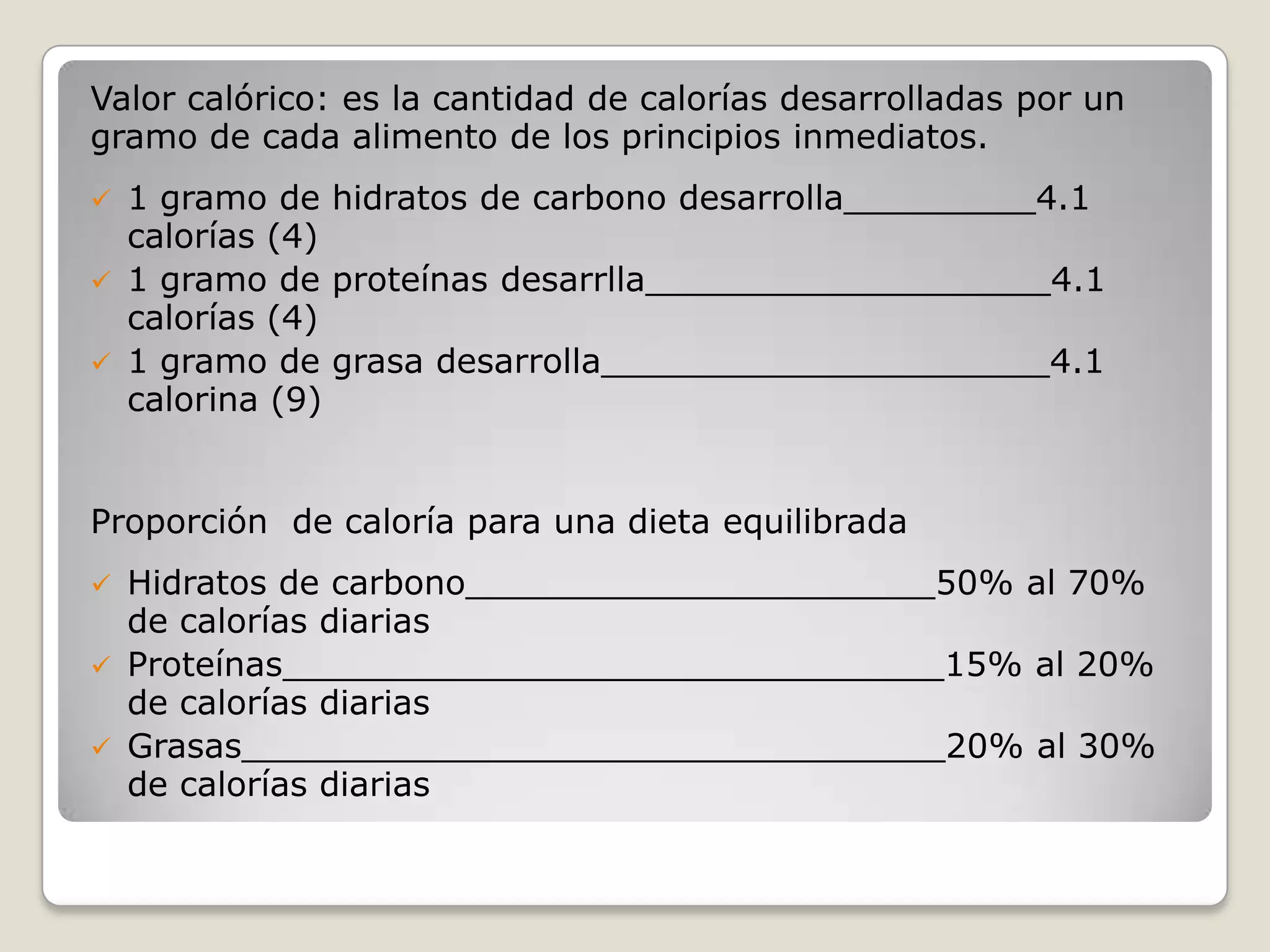 Valor calórico de los alimentos | PPTX