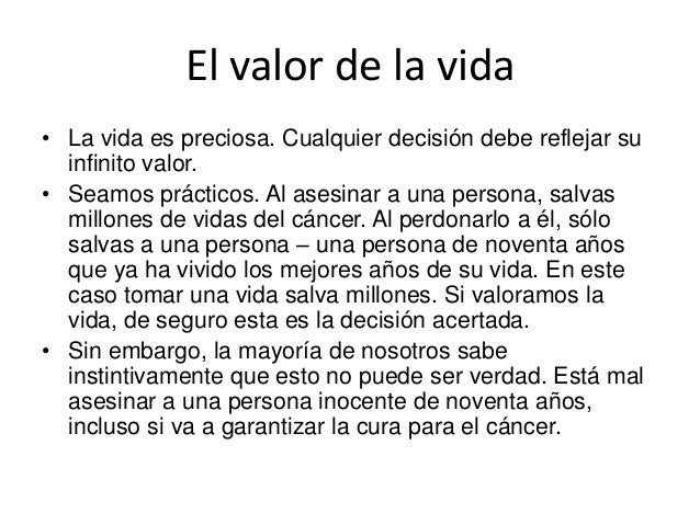 Valor de la vida