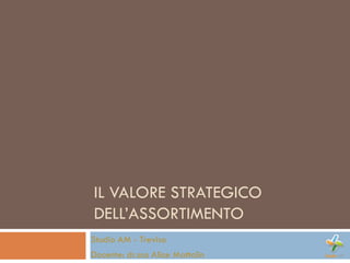 IL VALORE STRATEGICO
DELL’ASSORTIMENTO
Studio AM - Treviso
Docente: dr.ssa Alice Mattolin
 