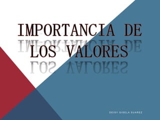 IMPORTANCIA DE  LOS VALORES DEISY GISELA SUAREZ 