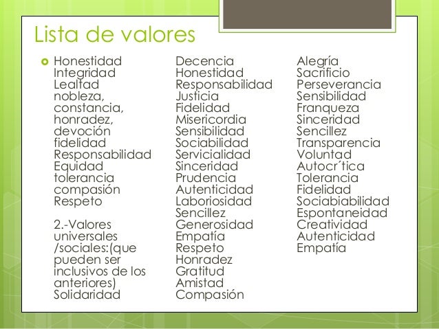 Valores diapositivas