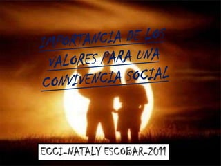 IMPORTANCIA DE LOS VALORES PARA UNA CONVIVENCIA SOCIAL ECCI-NATALY ESCOBAR-2011 