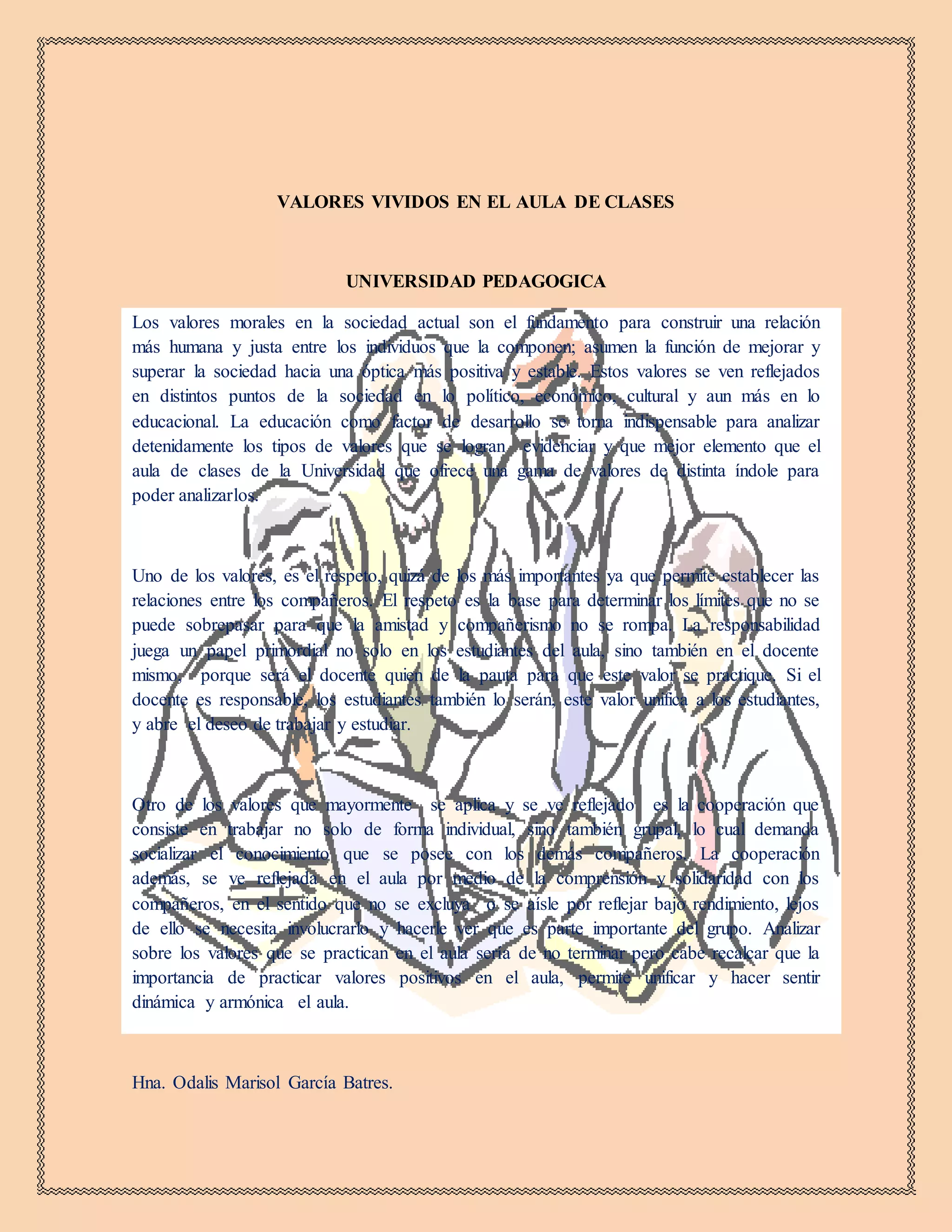 Valores en el aula de clases | PDF