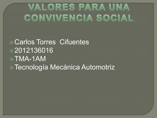  CarlosTorres Cifuentes
 2012136016
 TMA-1AM
 Tecnología Mecánica Automotriz
 