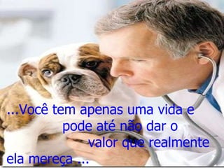 ...Você tem apenas uma vida e pode até não dar o  valor que realmente ela mereça ... 