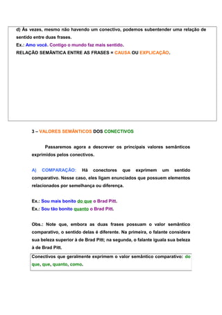 Valores semânticos dos conectivos | DOC