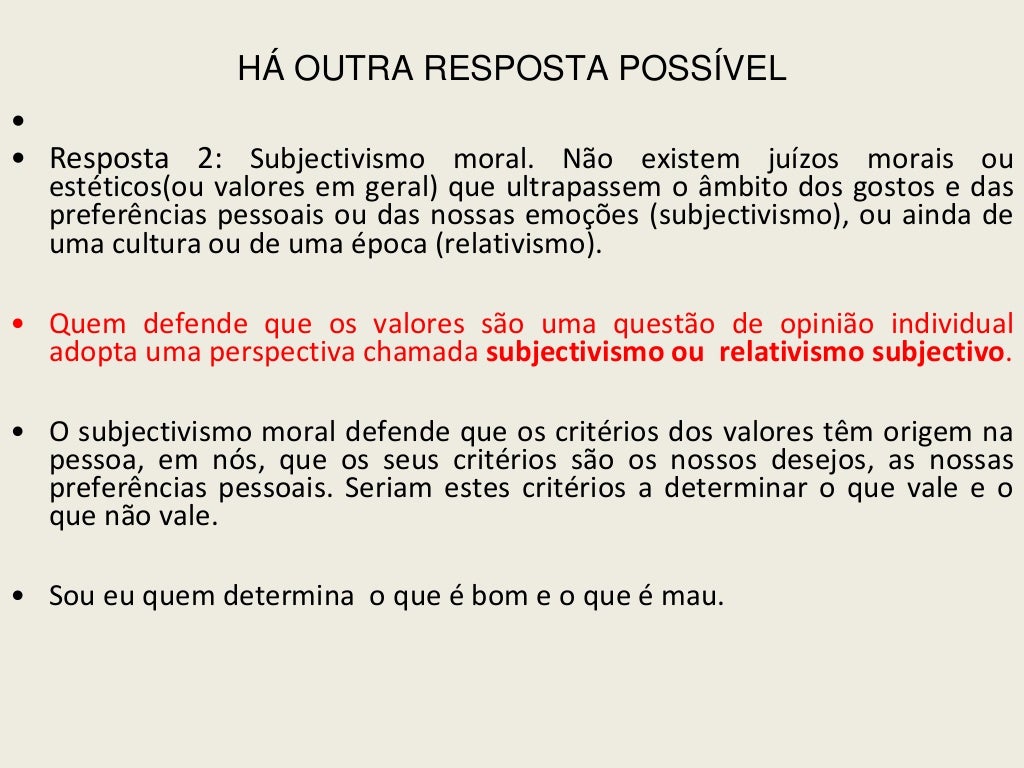 Valores subjetivos objetivos