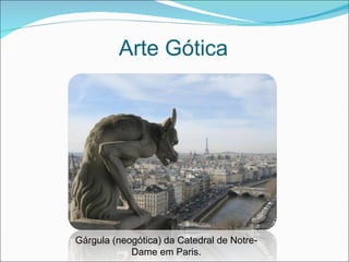 Arte Gótica Gárgula (neogótica) da Catedral de Notre-Dame em Paris. 