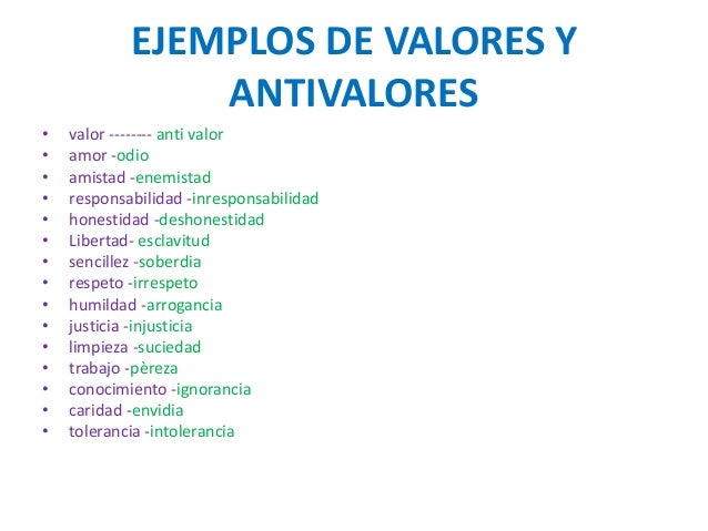 Valores y antivalores