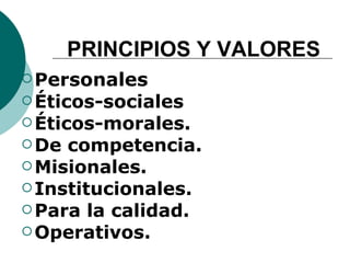 PRINCIPIOS Y VALORES ,[object Object],[object Object],[object Object],[object Object],[object Object],[object Object],[object Object],[object Object]