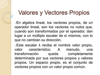 Valores y Vectores Propios ,[object Object]