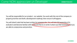 Come NON approcciare un Developer
 