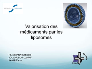 Valorisation des médicaments par les liposomes HEINIMANN Gabrielle JOUANOLOU Ludovic KAKHI Zahra 