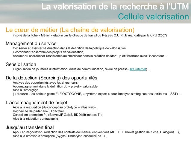 Fiche metier charge de valorisation de la recherche