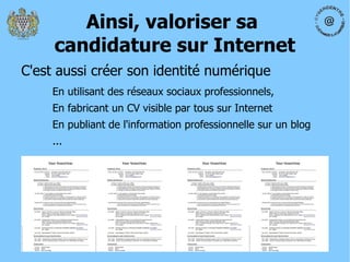 Vous allez pouvoir demander à vos amis d'enlever certaines informations communes si elles sont gênantes Informations visibles uniquement en étant connecté à votre réseau social... Attention ! Votre profil peut très facilement être en relation avec votre employeur ou futur employeur... avec un ami d'amis, d'amis communs, (notion des 6 degrés), 