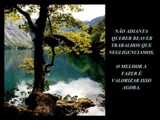 NÃO ADIANTA QUERER REAVER TRABALHOS QUE NEGLIGENCIAMOS. O MELHOR A  FAZER É VALORIZAR ISSO AGORA . 