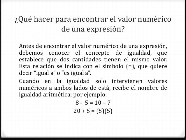 Valor numérico de una expresión algebraica
