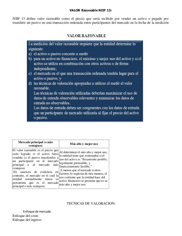Valor razonable niif 13