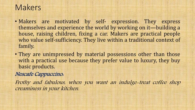 VALS framework : explained with coffee brands | PPTX | Marketing and ...