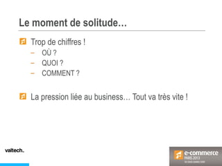 Le moment de solitude…
Trop de chiffres !
– OÙ ?
– QUOI ?
– COMMENT ?
La pression liée au business… Tout va très vite !
 