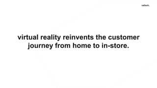 virtual reality reinvents the customer
journey from home to in-store.
 