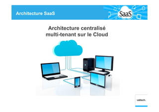 Architecture centralisé
multi-tenant sur le Cloud
Architecture SaaS
 