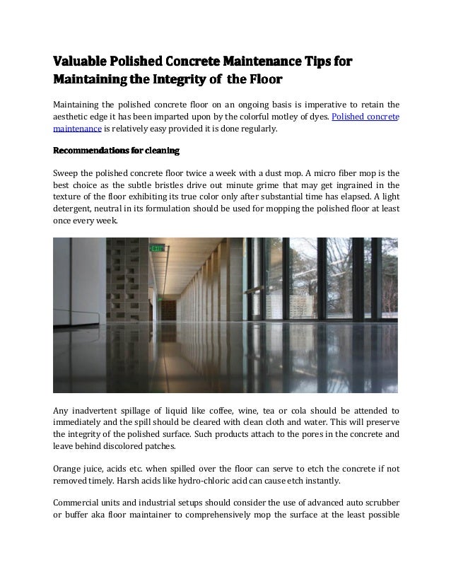 Valuable Polished Concrete Maintenance Tips For Maintaining The Integ