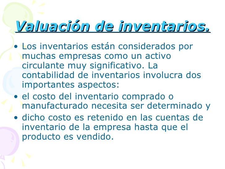 Valuación de inventarios