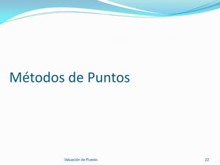 Métodos de Puntos




       Valuación de Puesto   22
 