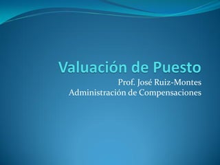 Prof. José Ruiz-Montes
Administración de Compensaciones
 