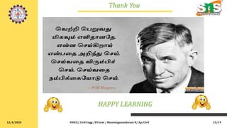 12/4/2020 SNSCE/ Civil Engg /VII sem / Shanmugasundaram N/ Ap/Civil
Thank You
HAPPY LEARNING
25/19
 