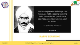 12/4/2020 SNSCE/ Civil Engg /VII sem / Shanmugasundaram N/ Ap/Civil
HAPPY LEARNING
68/121
 