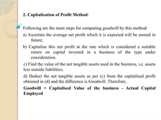 Goodwill Capitalisation Method Valuation-on-Goodwill/ Corporate Accounting I | PPTX
