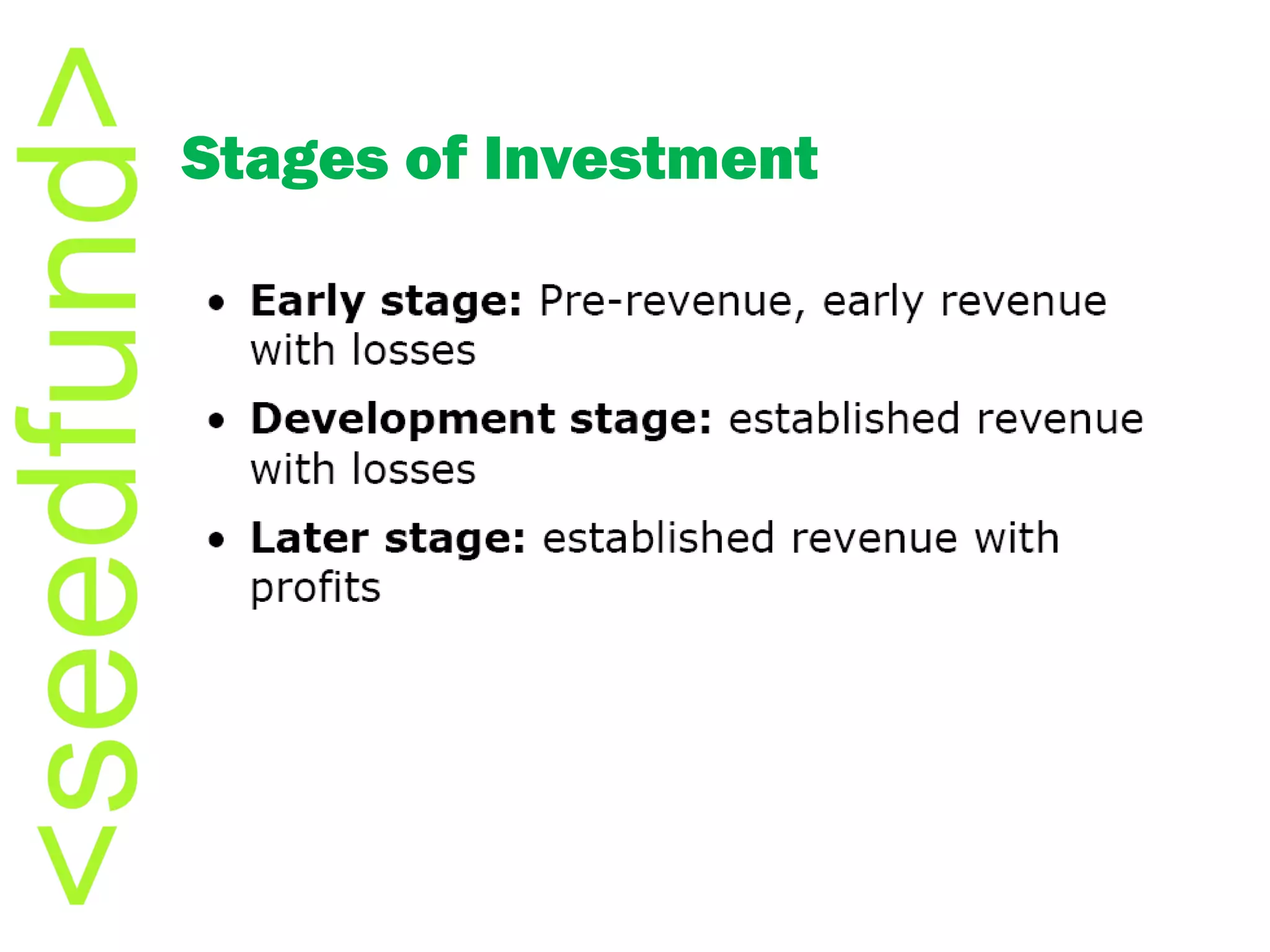 Stages of Investment 