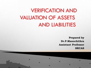 Valuation and Verification of Assets and Liabilities | PDF
