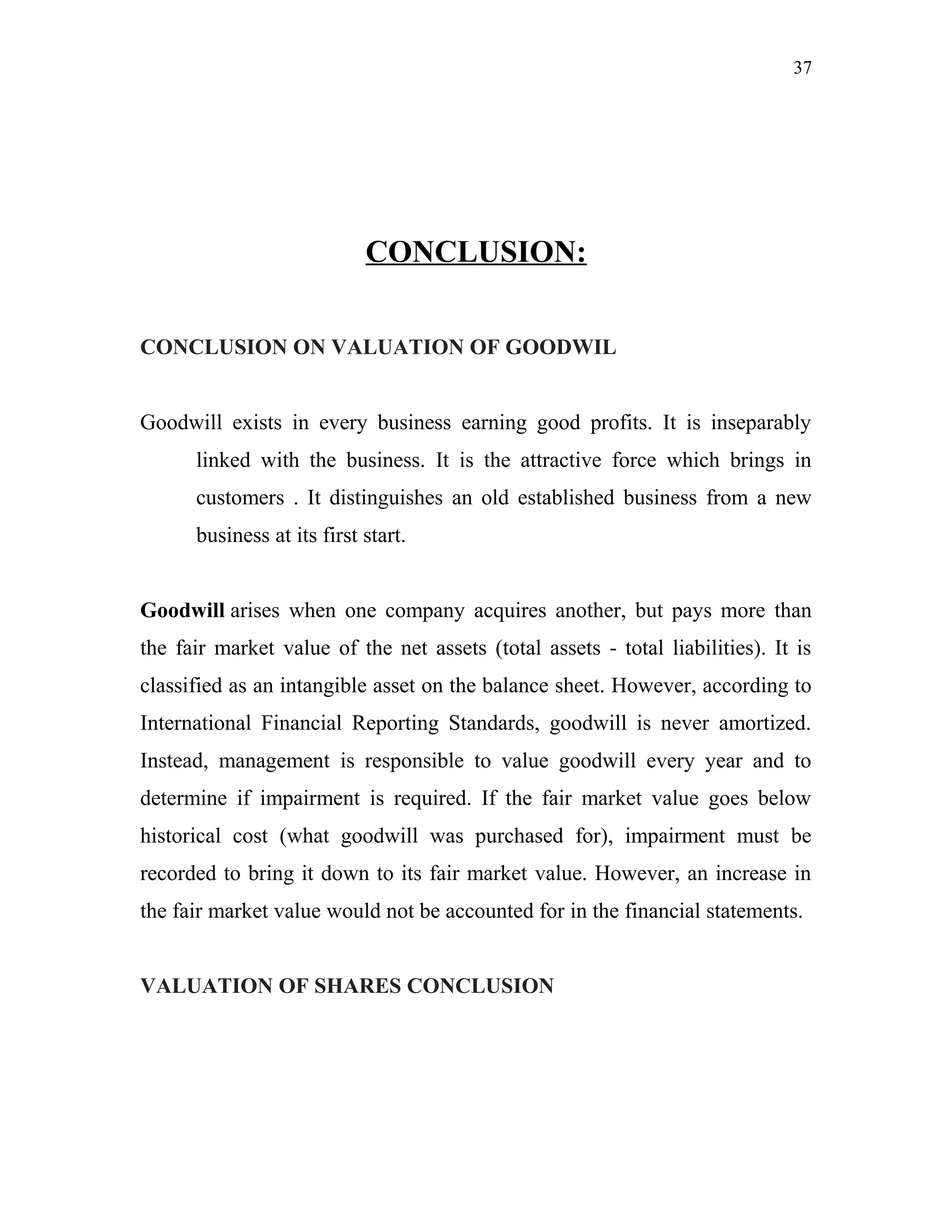 Valuation of goodwill & shares with solution of problems | DOC