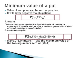 S0 Option Formula Valuation of options | PPTX