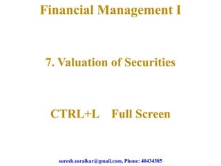 Valuation of securities   1