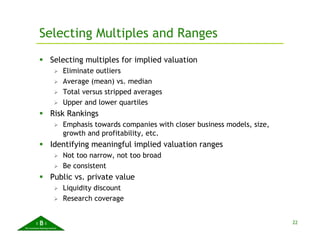 Valuation Range Valuation presentation | PDF