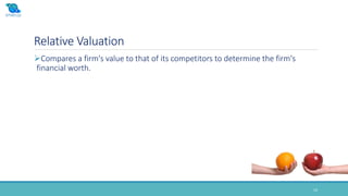 Relative Valuation
14
Compares a firm's value to that of its competitors to determine the firm's
financial worth.
 
