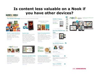 Is content less valuable on a Nook if
      you have other devices?
 
