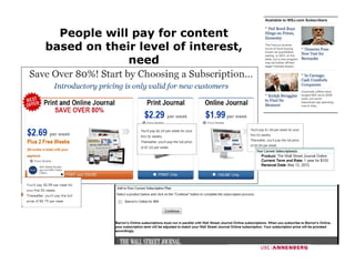 People will pay for content
based on their level of interest,
                                ,
             need
 