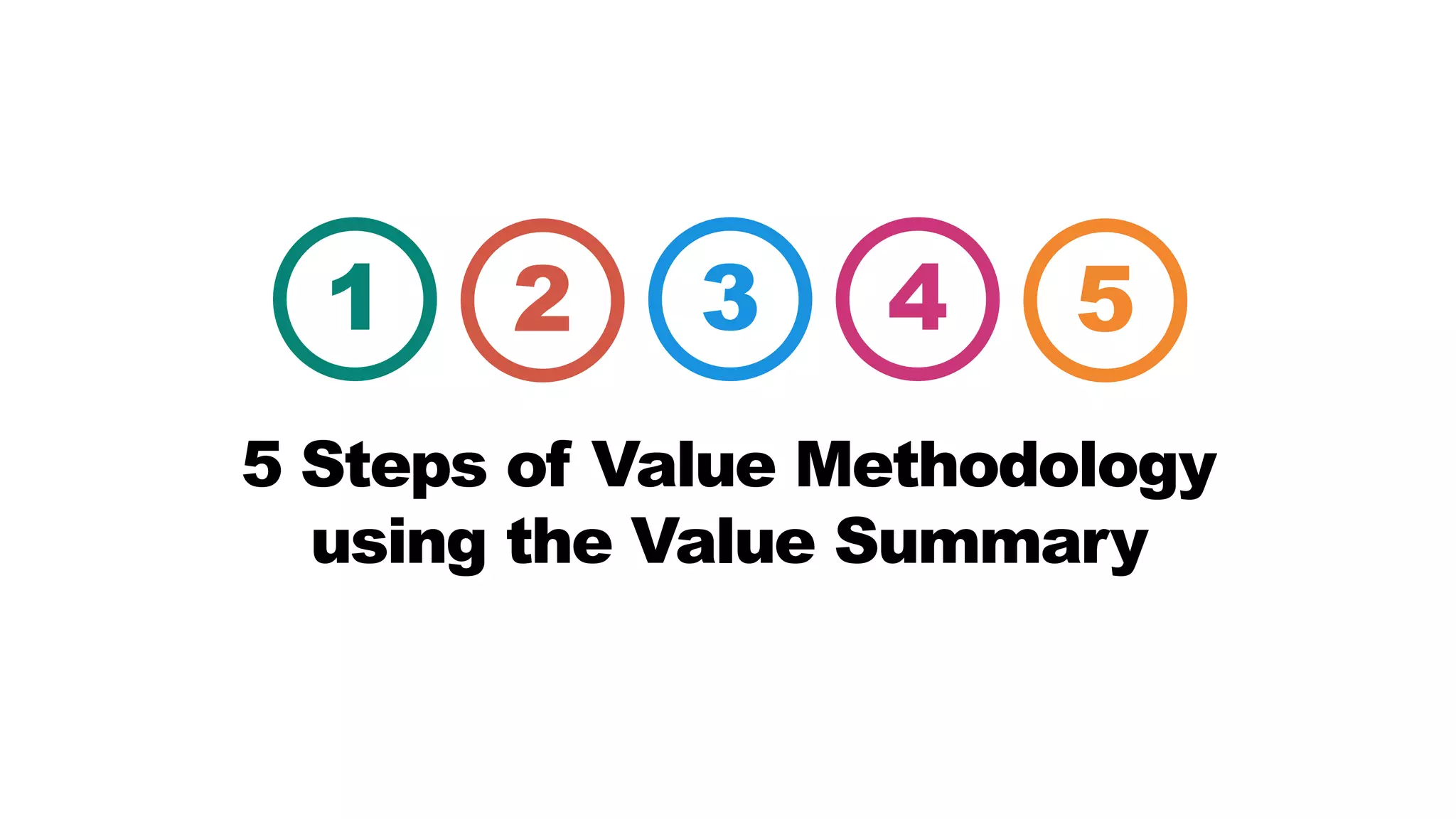 5 Steps of Value Methodology
using the Value Summary
1 2 3 4 5
 