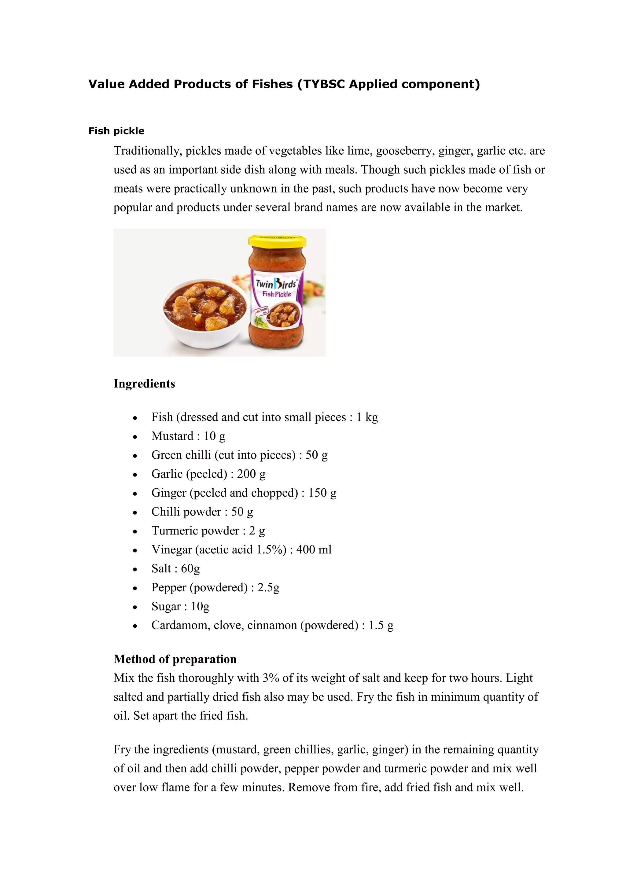 Value Added Products Of Fishes Pdf